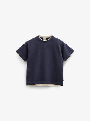 Textured Short Sleeve T-Shirt - Tween - Navy | 100710 Malthe