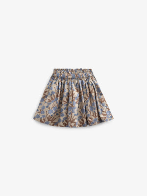 Printed Cotton Poplin Skirt - Tween - Blue / Brown | 100716 Amy