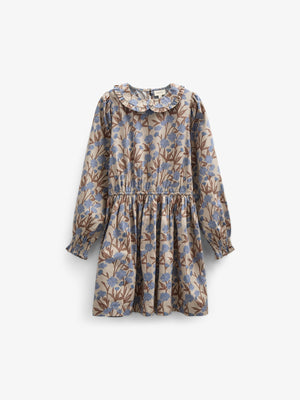 Printed Cotton Poplin Dress with Elastic waist - Tween - Blue / Brown | 100719 Amy