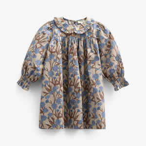 Printed Cotton Poplin Dress - Kids - Blue / Brown | 100721 Amy