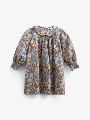 Printed Cotton Poplin Dress - Kids - Blue / Brown | 100721 Amy