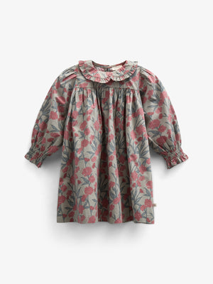Printed Cotton Poplin Dress - Kids - Rose / Green | 100722 Amy