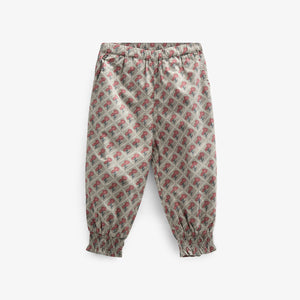 Printed Cotton Poplin Trousers - Kids - Green w. Vintage Red | 100723 Amine