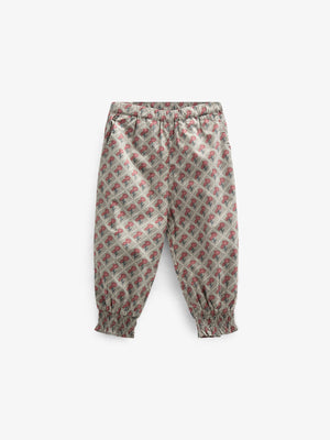 Printed Cotton Poplin Trousers - Kids - Green w. Vintage Red | 100723 Amine