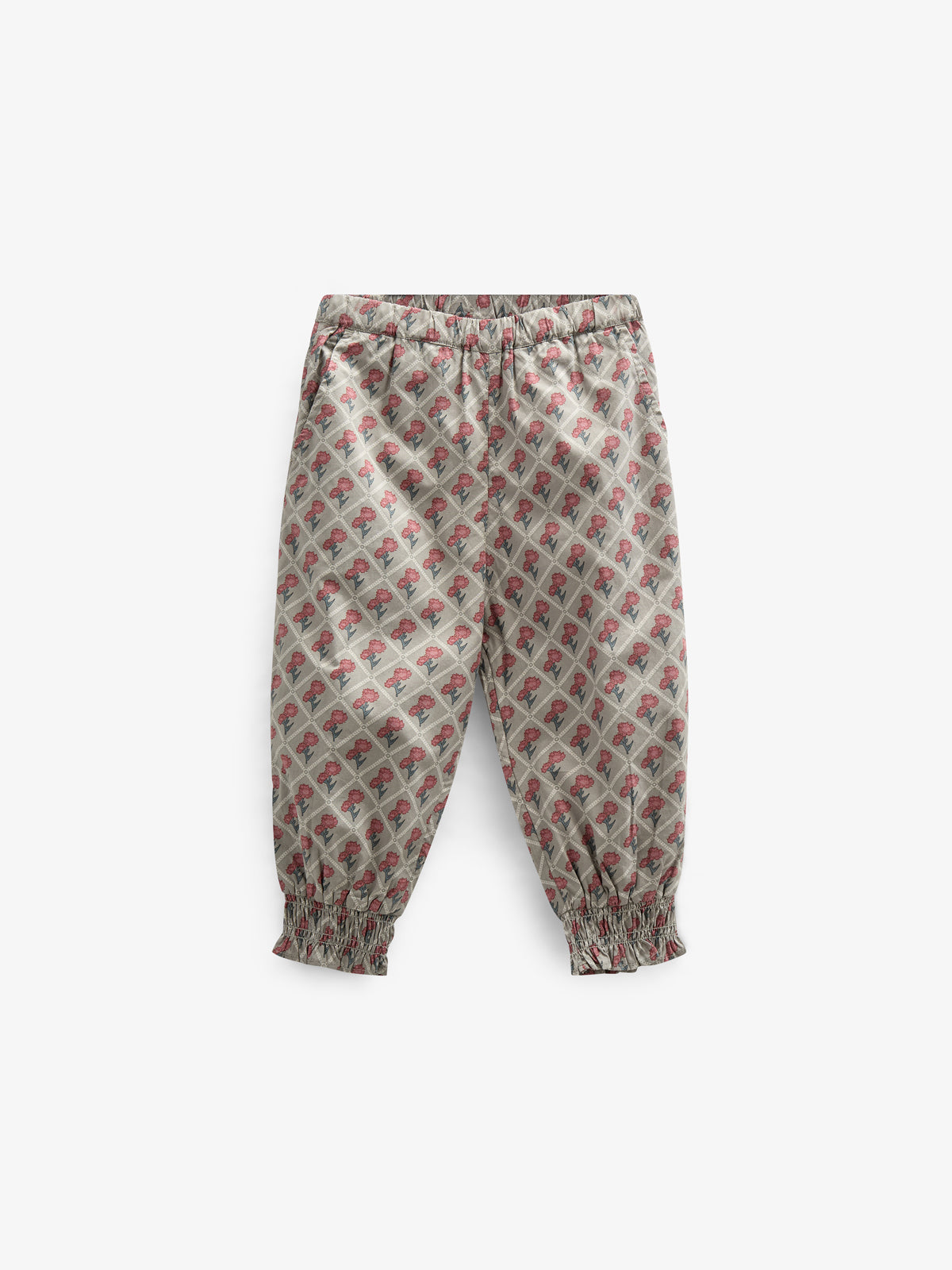 Printed Cotton Poplin Trousers - Kids - Green w. Vintage Red | 100723 Amine