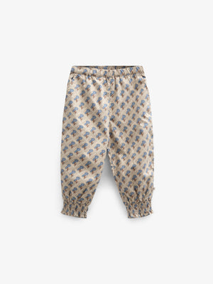 Printed Cotton Poplin Trousers - Kids - Caffe Latte w. Blue | 100724 Amine
