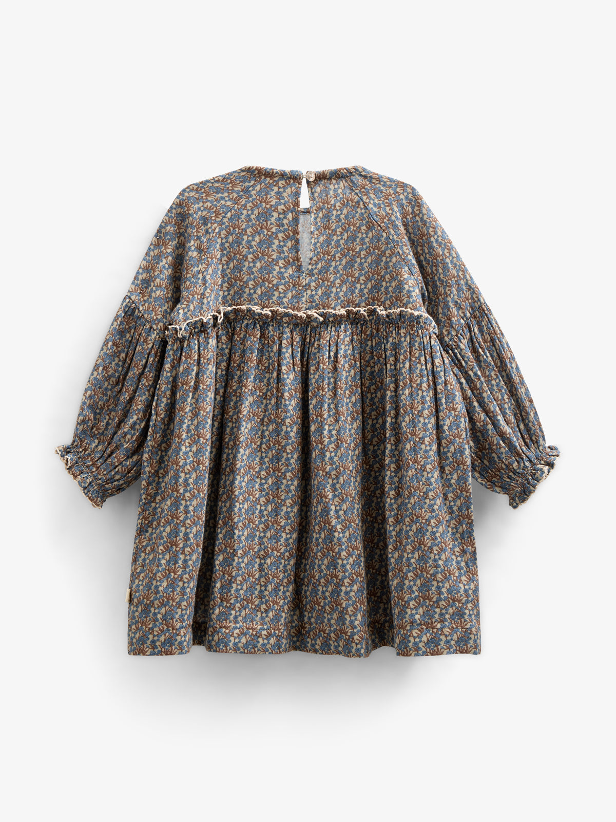 Printed Double Gauze Dress - Kids - Blue / Brown | 100727 Maggie