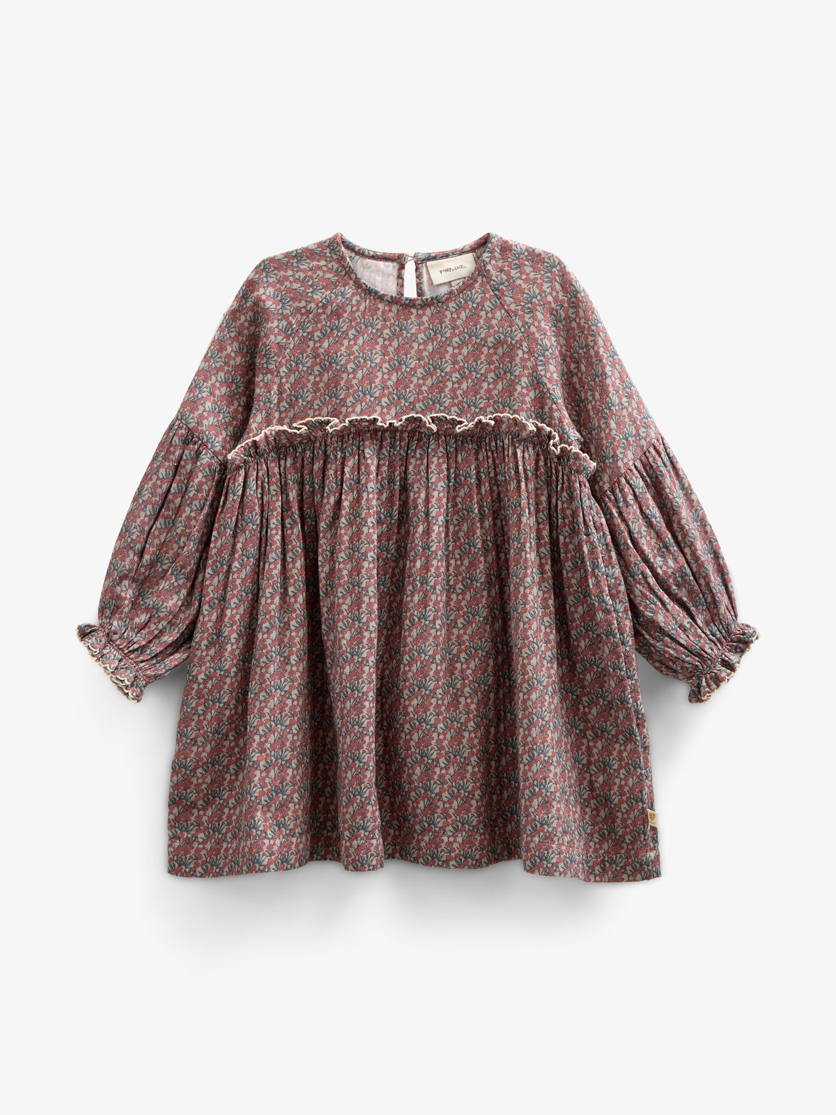 Printed Double Gauze Dress - Kids - Rose / Green | 100728 Maggie