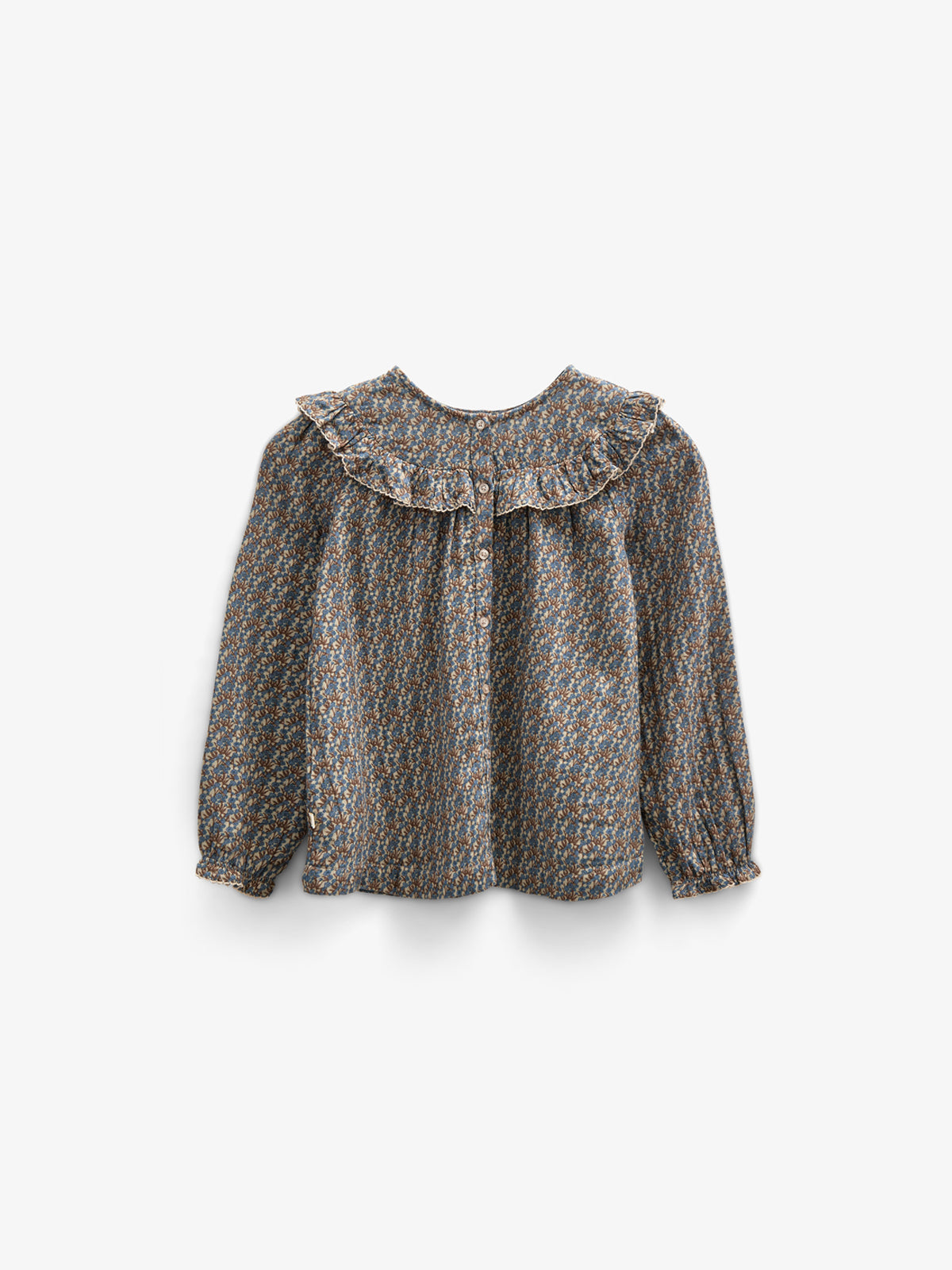 Printed Double Gauze Two-way Blouse - Tween - Blue / Brown | 100730 Maggie