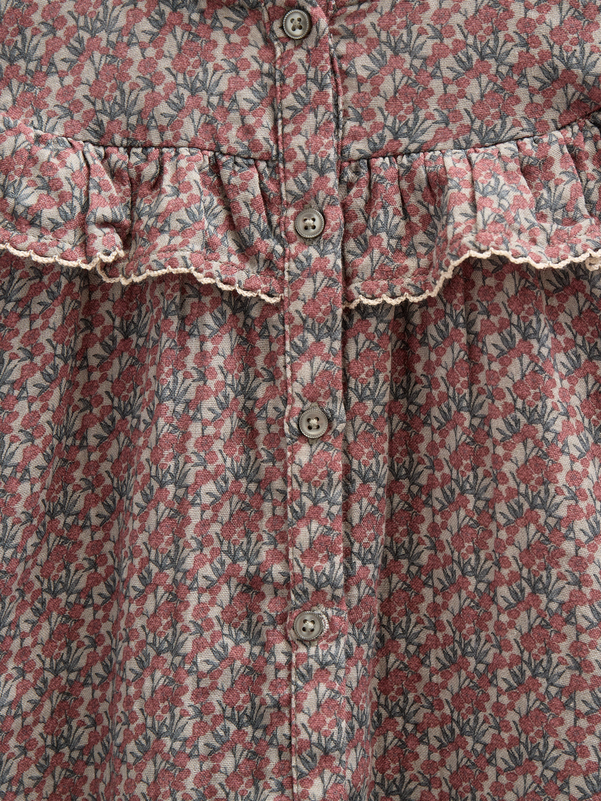 Printed Double Gauze Two-way Blouse - Tween - Rose / Green | 100732 Maggie