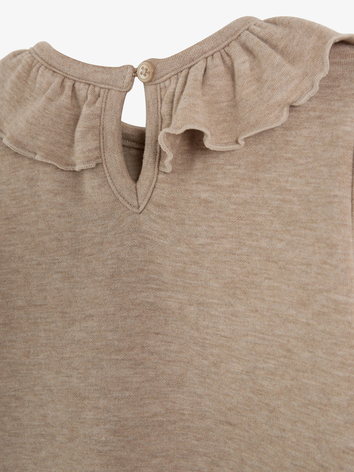 Plush Jersey Pierrot Collar Blouse - Little - Beige Melange