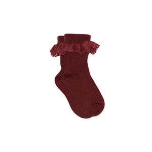 MP Wool Knee Socks w. Lace - Kids - Burgundy | 100781 MP Lea Socks