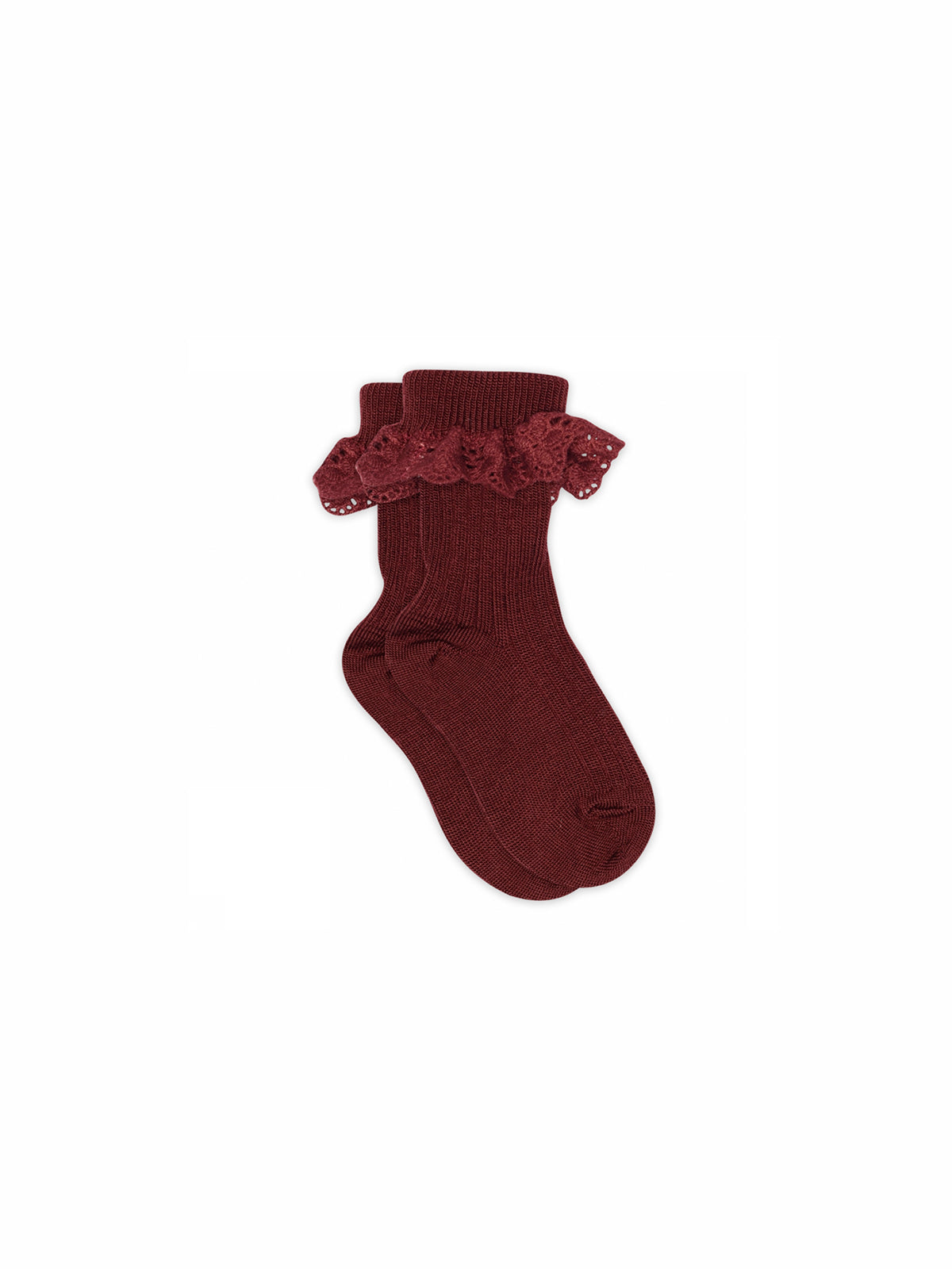 MP Wool Knee Socks w. Lace - Kids - Burgundy | 100781 MP Lea Socks