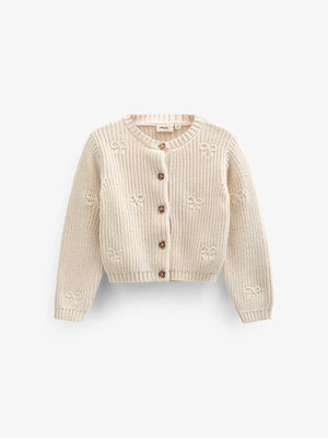Cotton Knit Cardigan with Bows - Kids - Nature | 100790 Freya