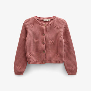 Cotton Knit Cardigan with Bows - Tween - Old Rose | 100793 Freya