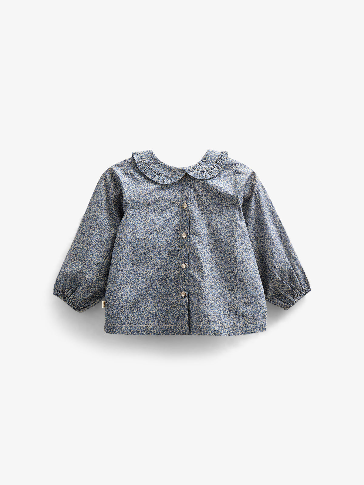 Printed Cotton Poplin Blouse with Collar - Kids - Blue | 100798 Allie