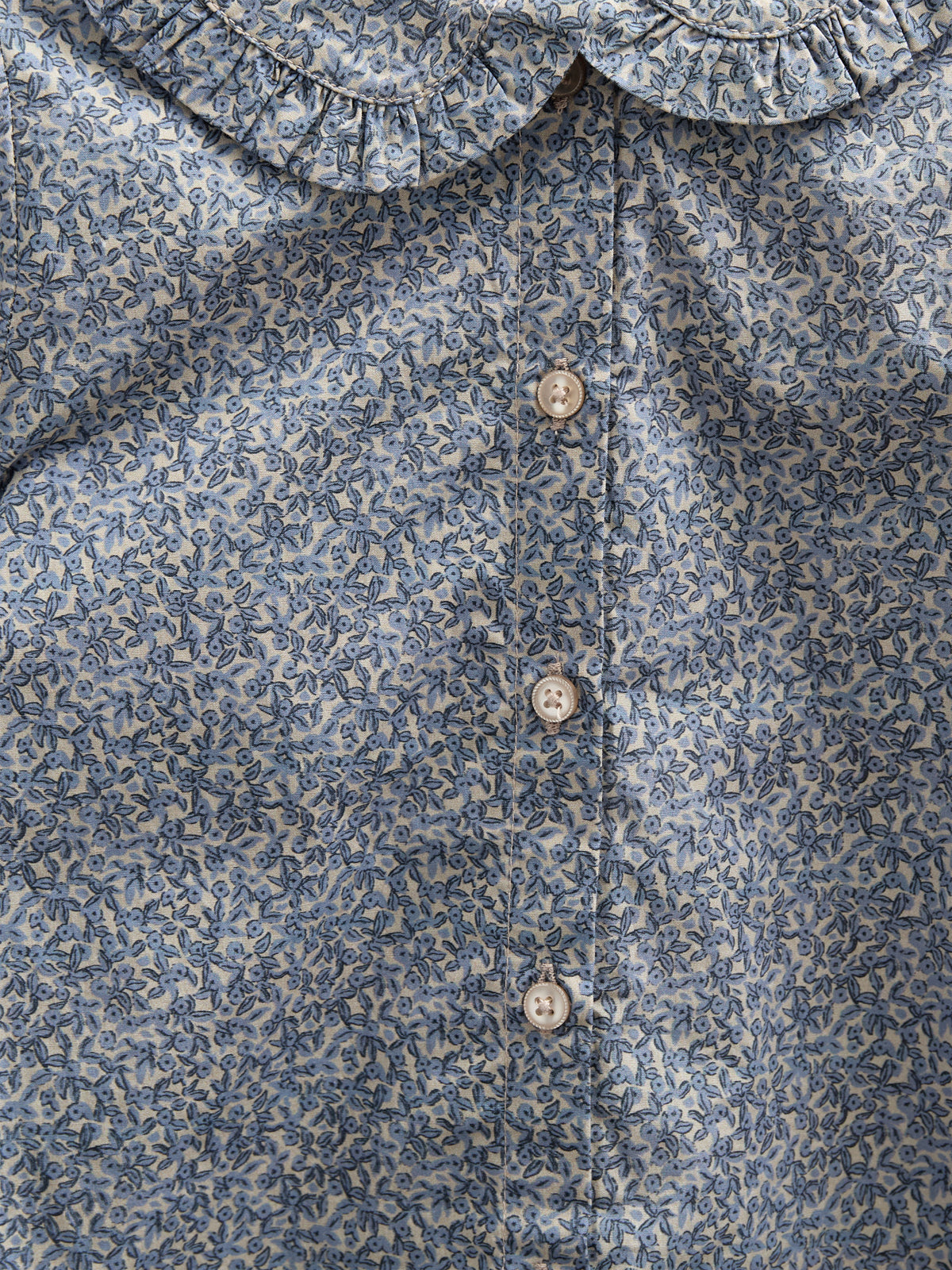 Printed Cotton Poplin Blouse with Collar - Kids - Blue | 100798 Allie