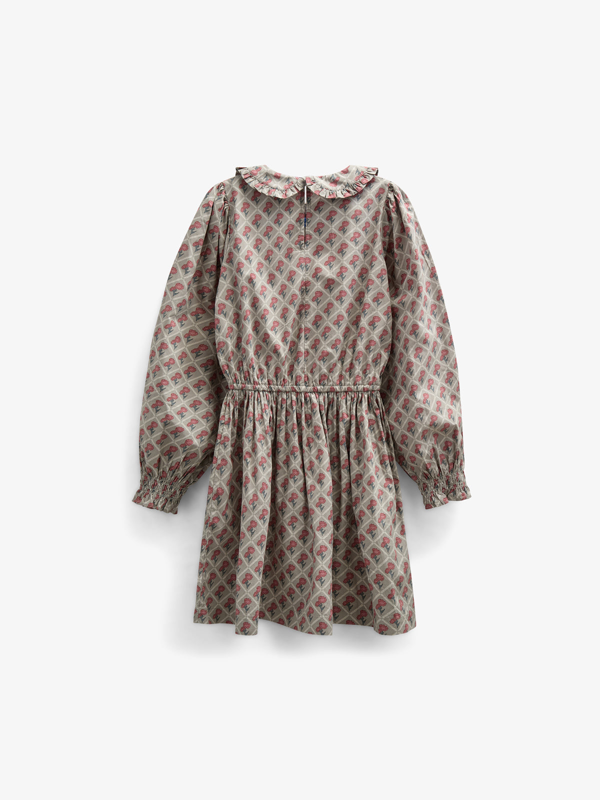 Printed Cotton Poplin Dress with Elastic waist - Tween - Green w. Vintage Red | 100800 Amine