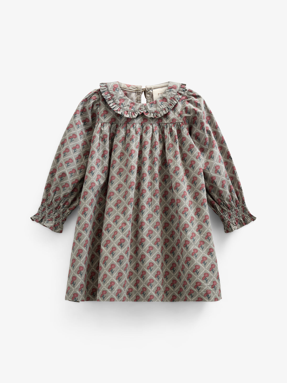 Printed Cotton Poplin Dress - Kids - Green w. Vintage Red | 100802 Amine