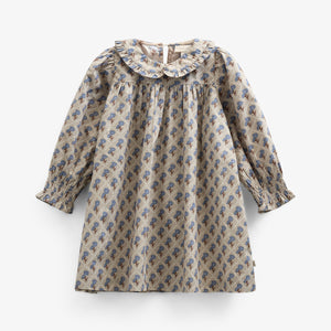 Printed Cotton Poplin Dress - Kids - Caffe Latte w. Blue | 100803 Amine
