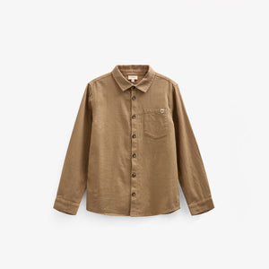 Herringbone Woven Cotton Shirt - Tween - Light Brown | 100804 Edward
