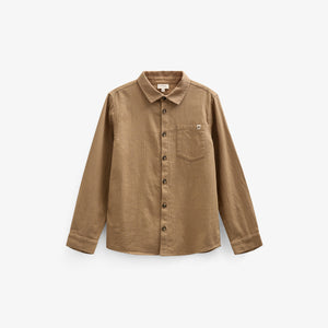 Herringbone Woven Cotton Shirt - Tween - Light Brown | 100804 Edward
