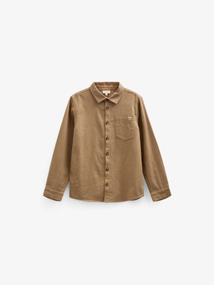 Herringbone Woven Cotton Shirt - Tween - Light Brown | 100804 Edward