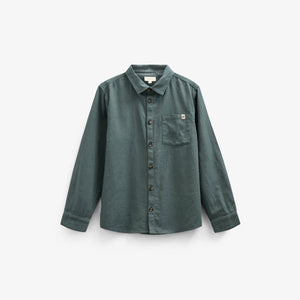 Herringbone Woven Cotton Shirt - Tween - Dark Dusty Green | 100805 Edward