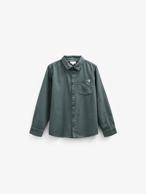 Herringbone Woven Cotton Shirt - Tween - Dark Dusty Green | 100805 Edward