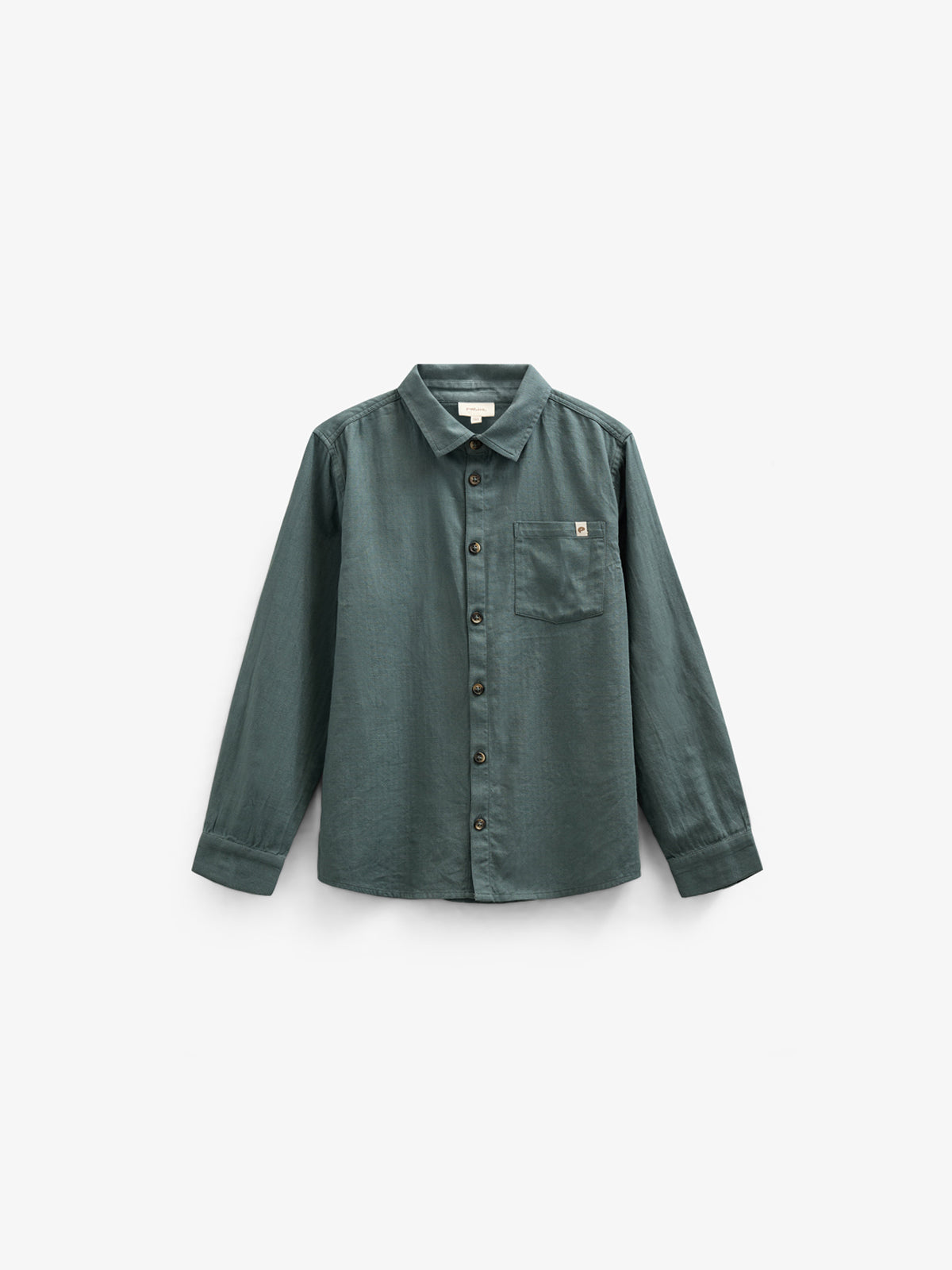 Herringbone Woven Cotton Shirt - Tween - Dark Dusty Green | 100805 Edward