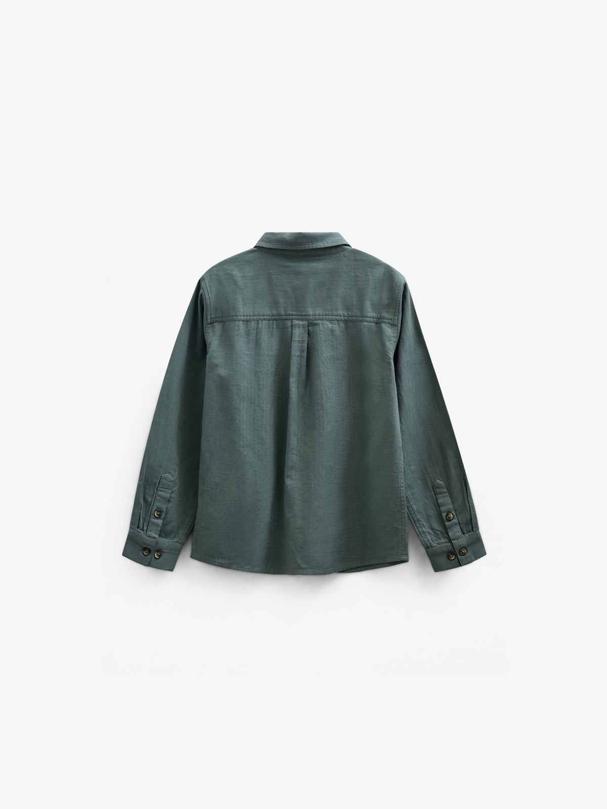 Herringbone Woven Cotton Shirt - Tween - Dark Dusty Green | 100805 Edward