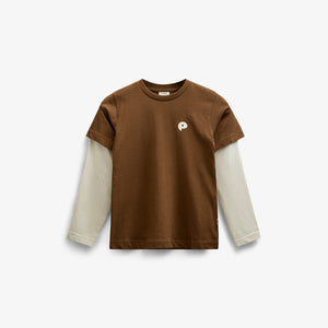 Double Sleeve Boxy T-shirt - Tween - Coffee | 100839 Alex