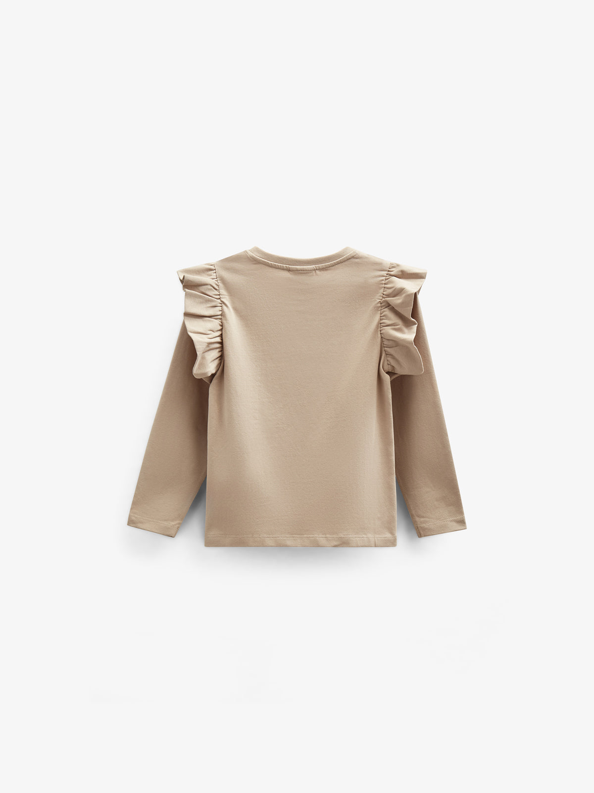 Frill Sleeve Jersey Blouse with Front print - Kids - Caffe Latte | 100842 Demi