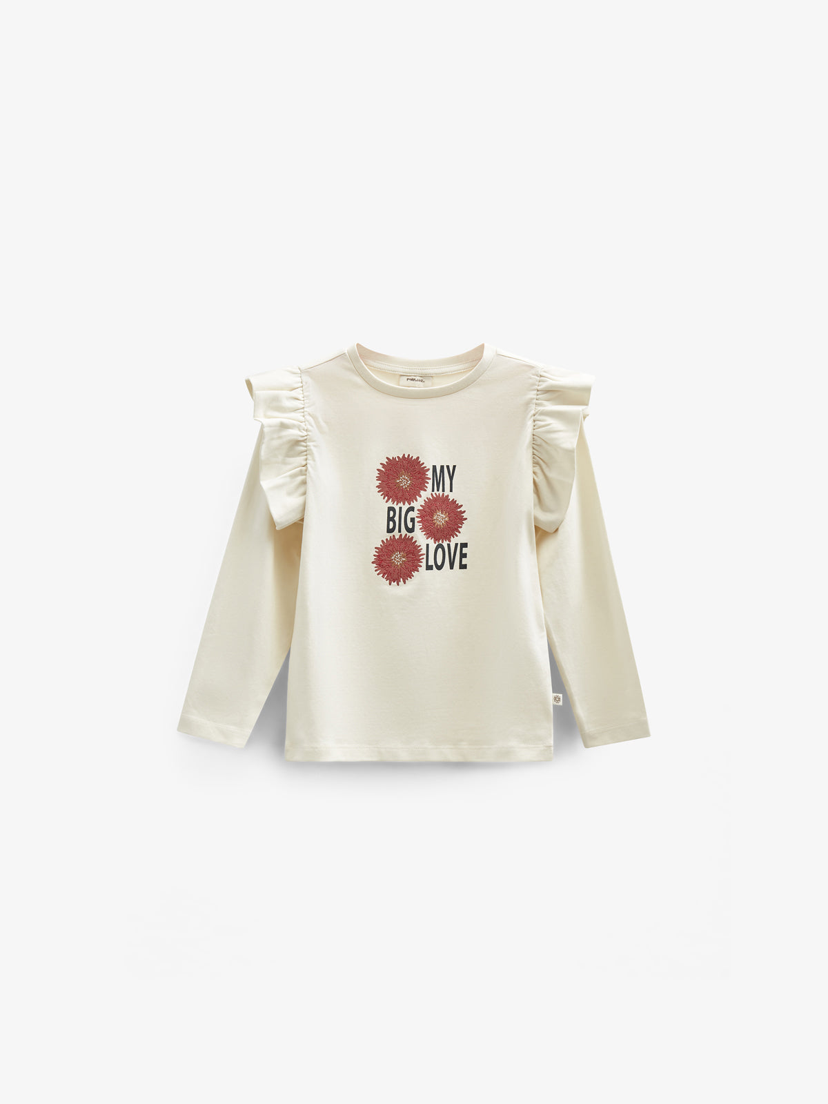 Frill Sleeve Jersey Blouse with Front print - Kids - Off White | 100844 Demi