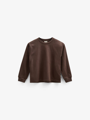 Oversized Long Sleeve T-shirt - Tween - Chocolate | 100852 August