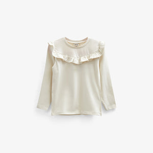 Frill Jersey Blouse - Tween - Off White | 100863 Talia
