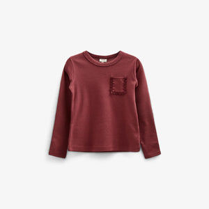 Long Sleeve T-shirt with Chest pocket - Tween - Burgundy | 100869 Sienna