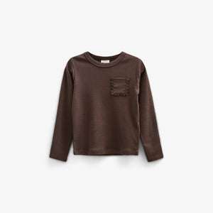 Long Sleeve T-shirt with Chest pocket - Tween - Chocolate | 100871 Sienna