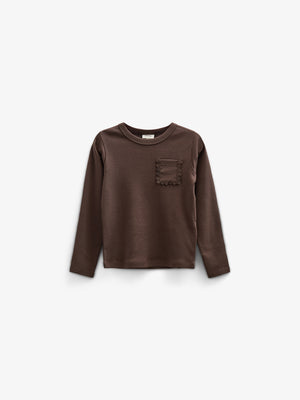 Long Sleeve T-shirt with Chest pocket - Tween - Chocolate | 100871 Sienna