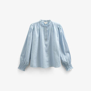 Cotton Blouse with Placket - Tween - Light Blue | 100882 Claire
