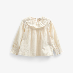 Cotton Blouse with Collar - Kids - Off White | 100883 Claire