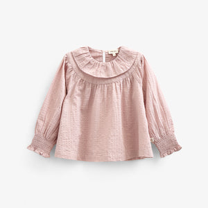 Cotton Blouse with Collar - Kids - Rose | 100884 Claire