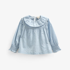 Cotton Blouse with Collar - Kids - Light Blue | 100885 Claire