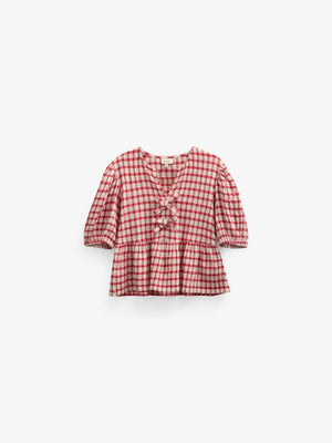Checked Cotton Blouse - Tween - Cherry Red | 100909 Bonnie