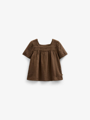Gauze Short Sleeve Blouse - Tween - Dark Brown | 100917 Jasmine