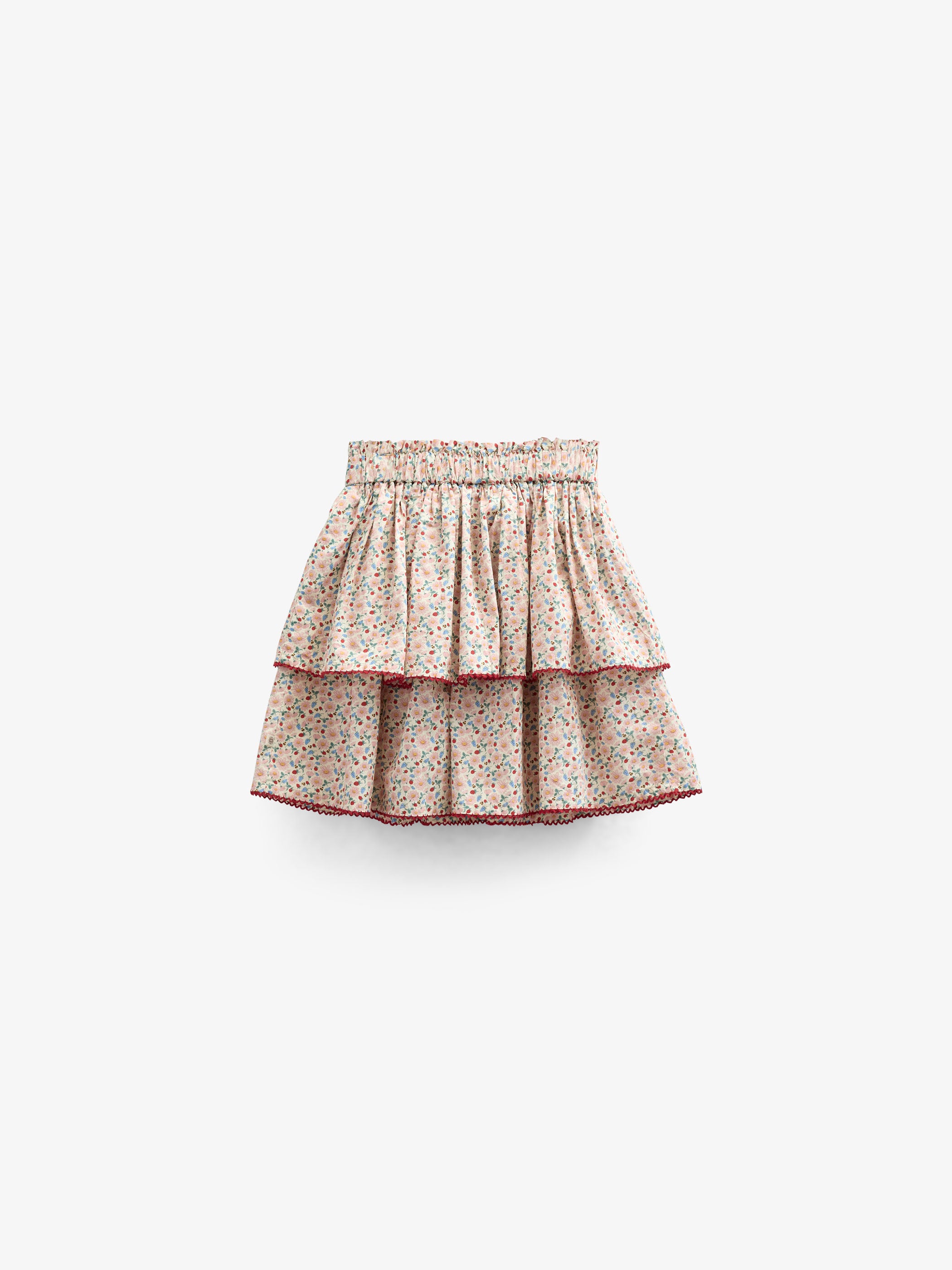 Flower Printed Poplin Frill Skirt - Kids - Rose | 100952 Poppy