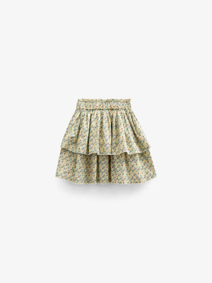 Flower Printed Poplin Frill Skirt - Kids - Green | 100954 Poppy