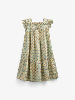 Flower Printed Poplin Dress - Kids - Green | 100962 Poppy