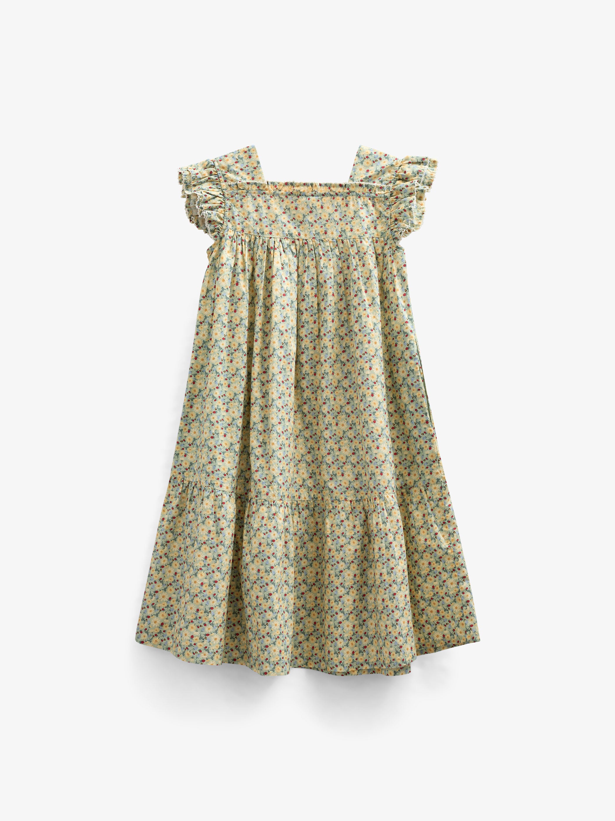 Flower Printed Poplin Dress - Kids - Green | 100962 Poppy