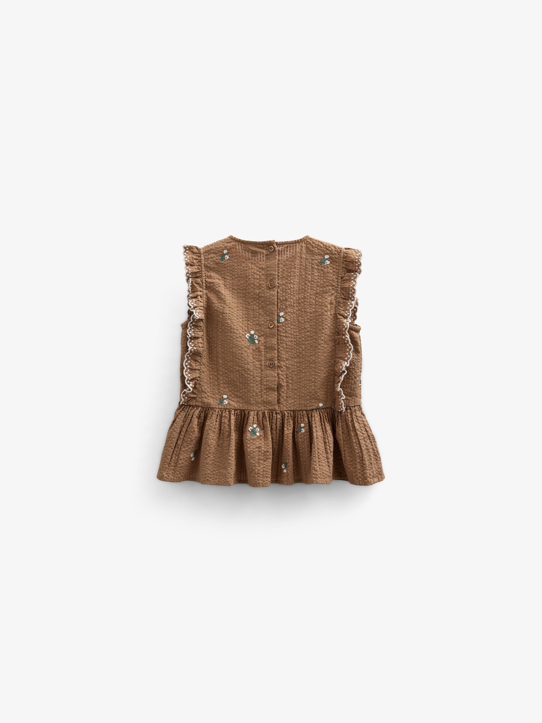 Embroidered Seersucker Top - Tween - Coconut | 100983 Nora